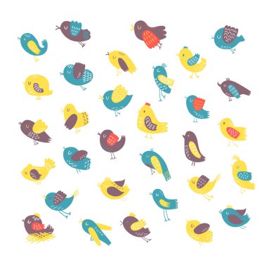 Sevimli kuşlarla kusursuz desen. 