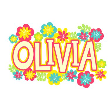 beautiful name Olivia in flowers. clipart