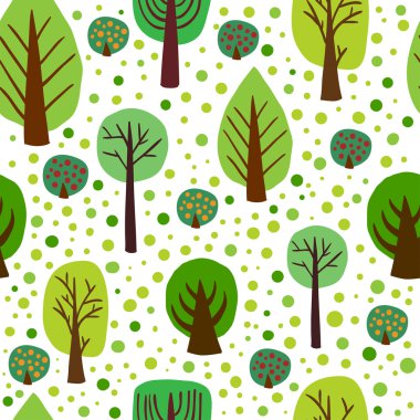 Şirin bahar desen ağaçları ile 