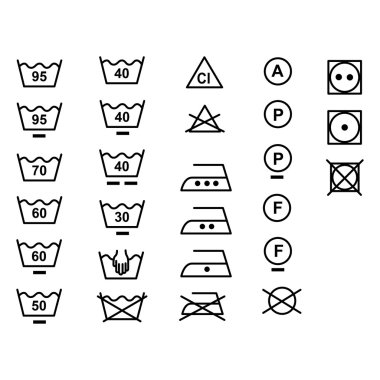 symbols for the care of clothing clipart