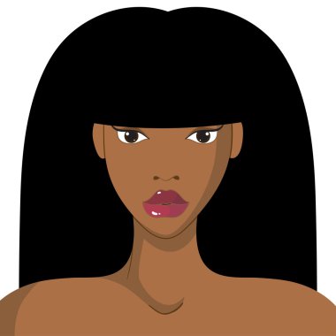 Uzun saçlı Afrika güzel kız. 