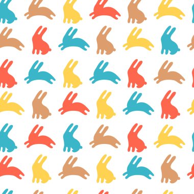 cartoon seamless pattern with rabbits  clipart