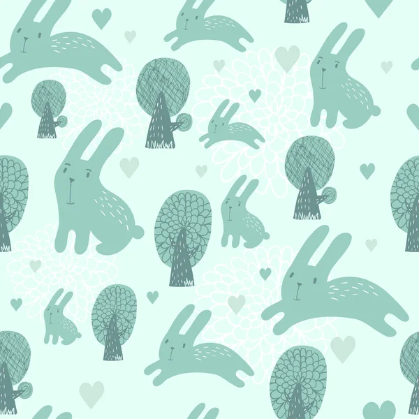 Dibujos animados patrón sin costura con conejos — Archivo Imágenes Vectoriales