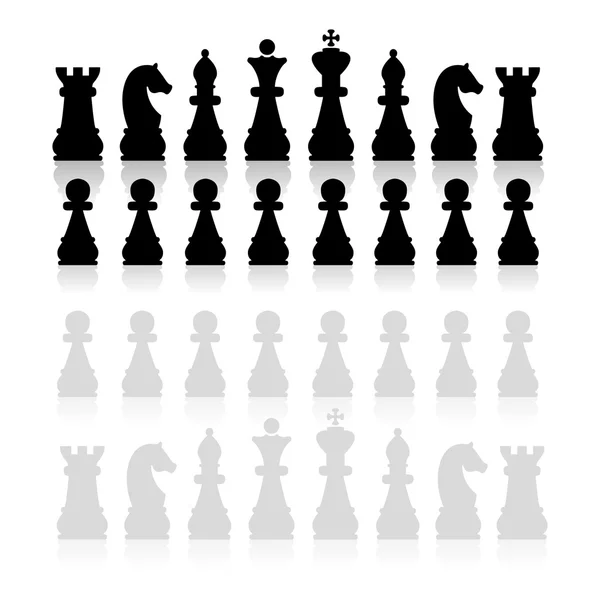 Silueta de piezas de ajedrez — Vector de stock