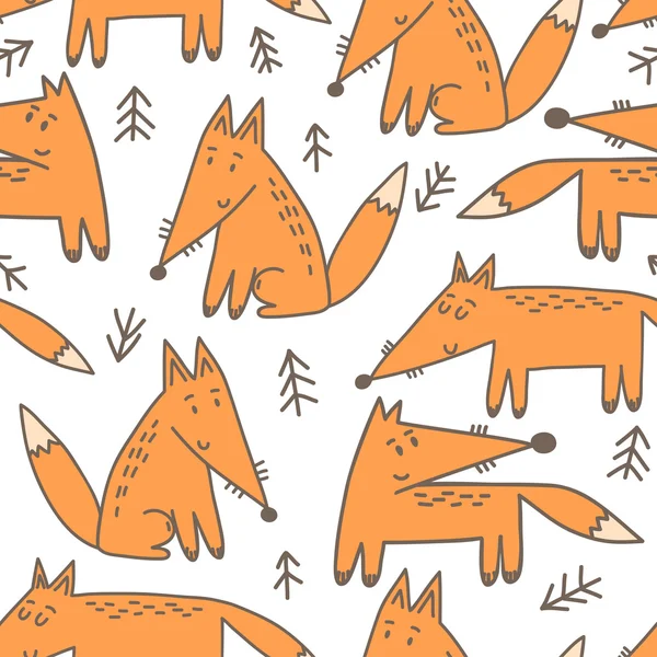 Aranyos rajzfilm rókák mintával — Stock Vector