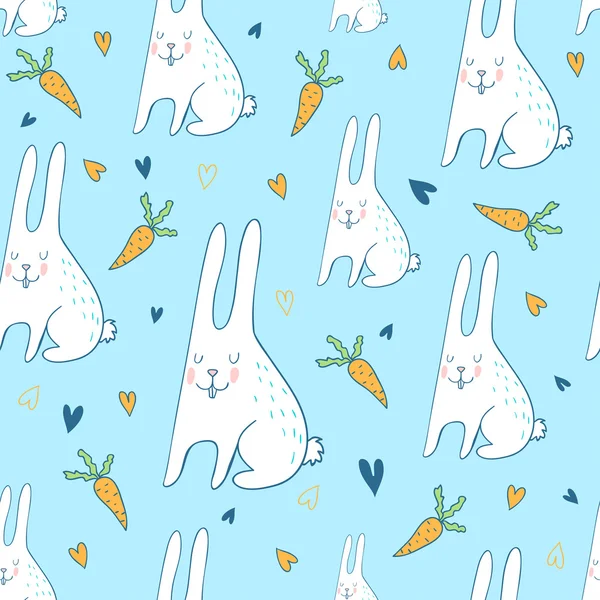 Lapins drôles dans les carottes — Image vectorielle