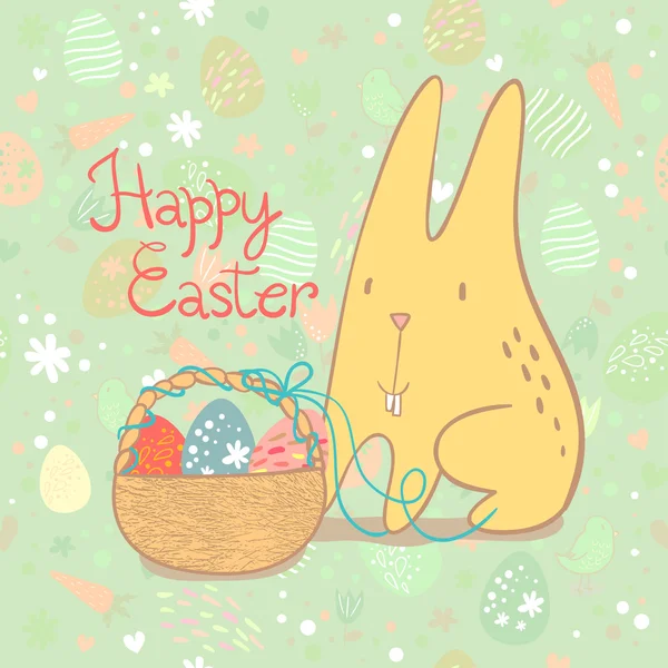 Easter  card  with cute rabbit — Stock Vector