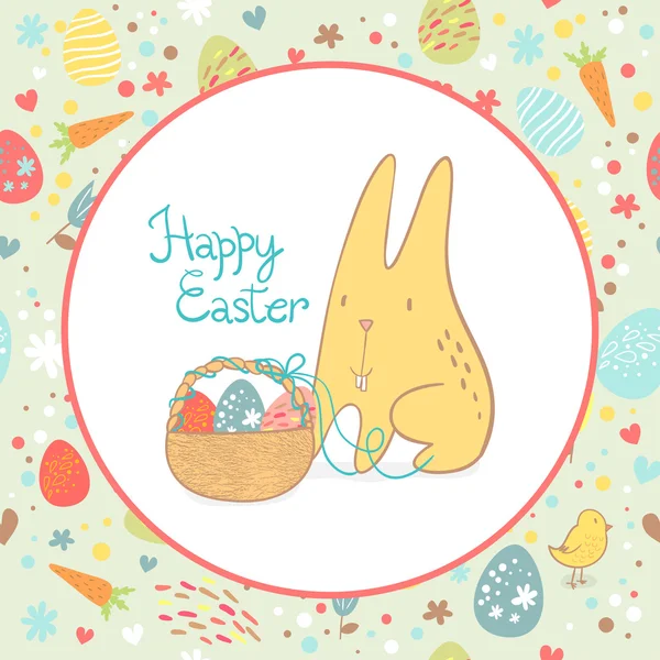 Easter  card  with cute rabbit — Stock Vector