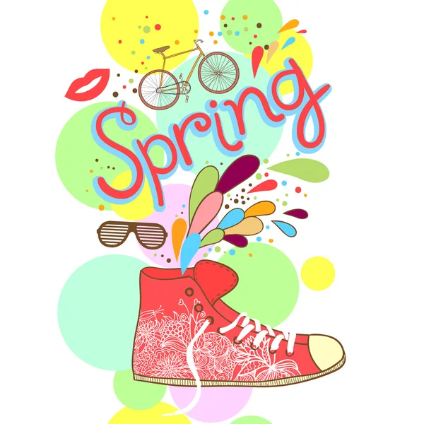 Baskets avec éléments de printemps — Image vectorielle