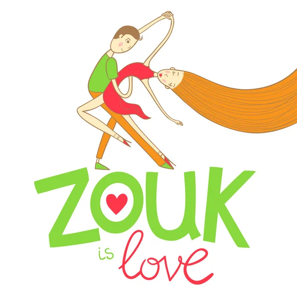 Couple en amour danse zouk — Image vectorielle