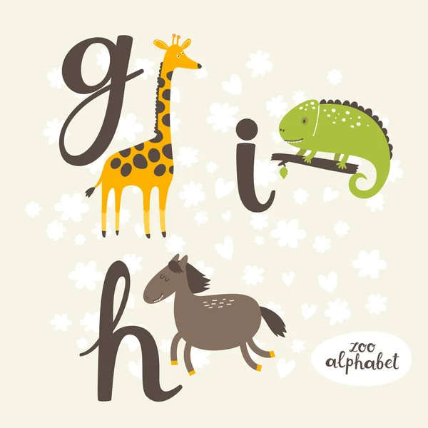 Niedliches Zoo-Alphabet — Stockvektor