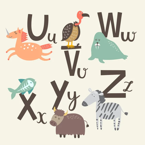 Schattig dierentuin alfabet — Stockvector