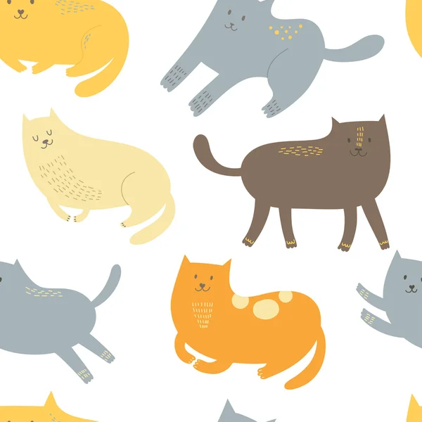 Sömlöst mönster med söta katter — Stock vektor