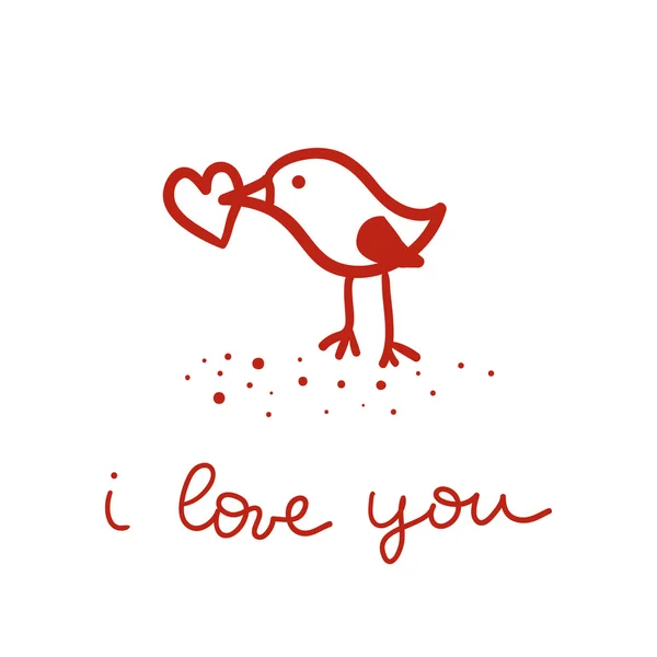 Χαριτωμένο πουλί με καρδιά — Διανυσματικό Αρχείο