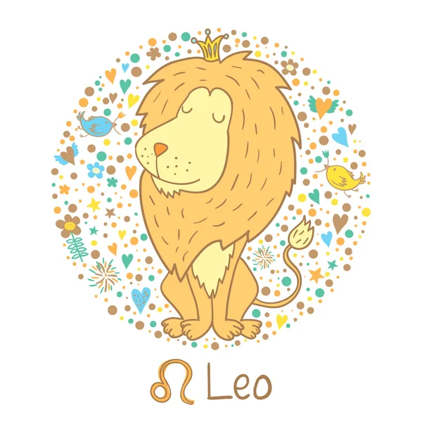 Signo del zodiaco lindo - Leo . — Archivo Imágenes Vectoriales