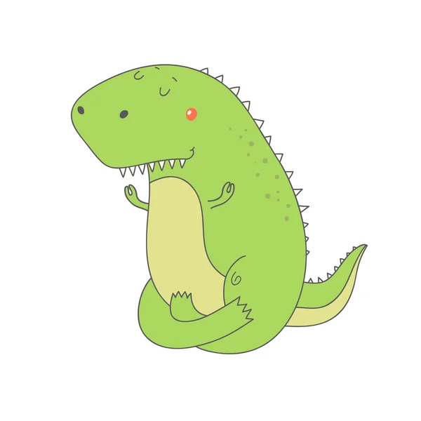 Yeşil çizgi film T-rex dinozor — Stok Vektör