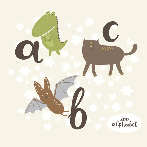 Söta zoo alfabetet — Stock vektor