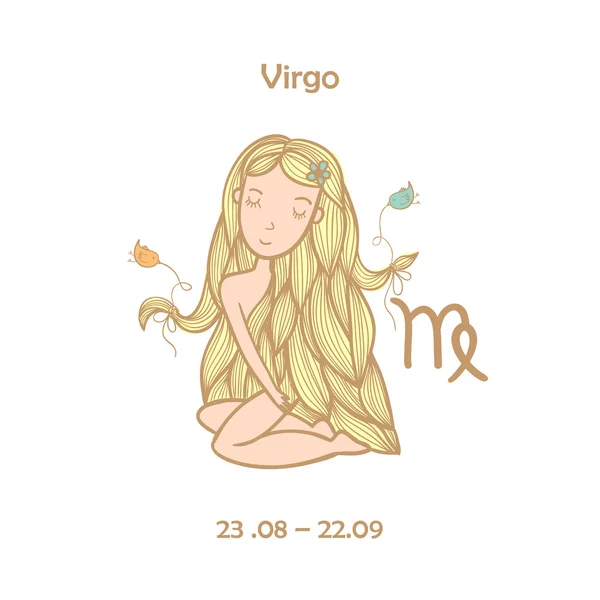 Signo bonito do zodíaco - Virgem — Vetor de Stock