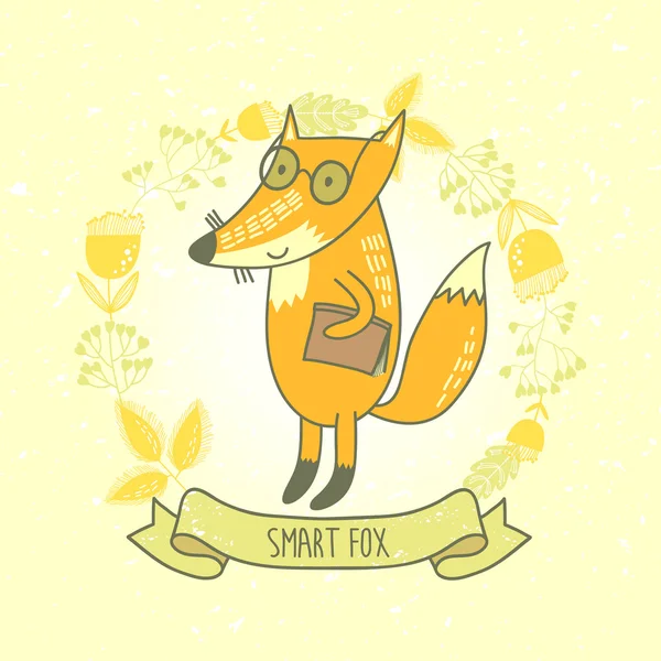 Smart fox gospodarstwa książki — Wektor stockowy