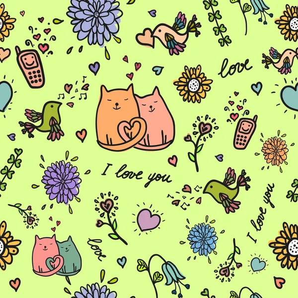 Modèle d'amour chats — Image vectorielle