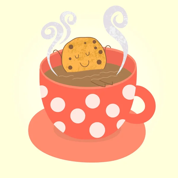 Roztomilý cookie relaxační v poháru — Stockový vektor