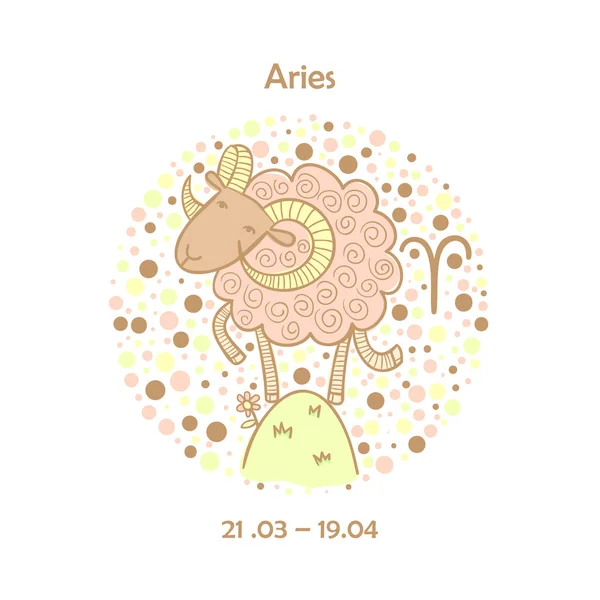 Signo del zodiaco lindo - Aries . — Vector de stock