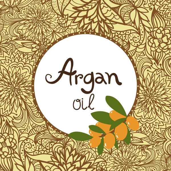 Rótulo de óleo de Argan e elemento . — Vetor de Stock