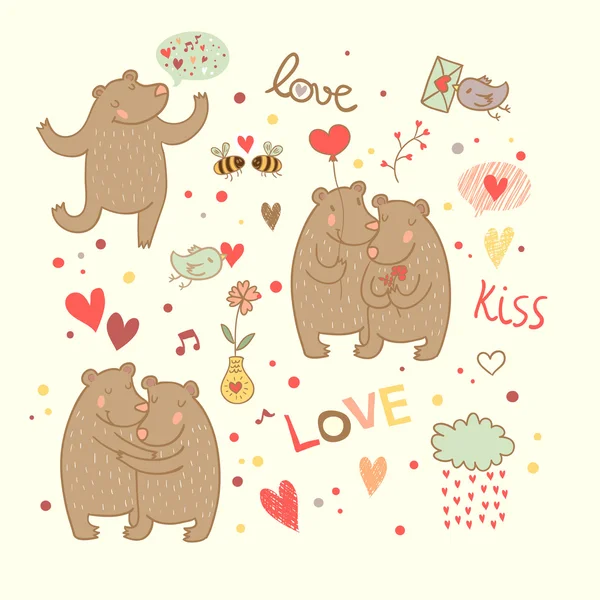 Valentine background with bears — ストックベクタ