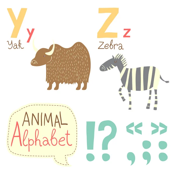 Grazioso alfabeto zoo — Vettoriale Stock