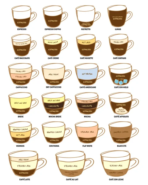 Diagram types of coffee — Stock Vector