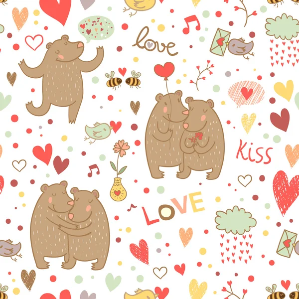 Valentine background with bears — Stock Vector