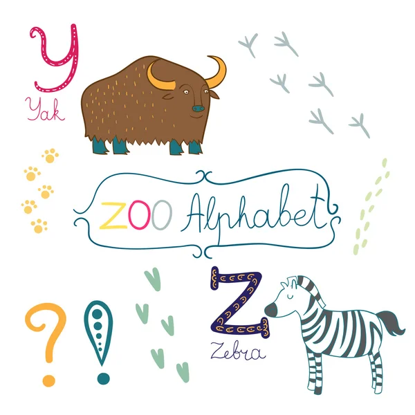 Aranyos állatkerti ábécé — Stock Vector
