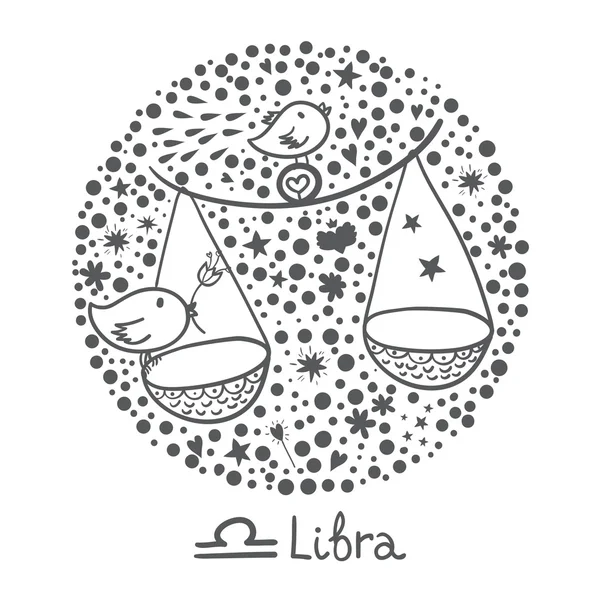 Signo del zodiaco lindo - Libra . — Vector de stock