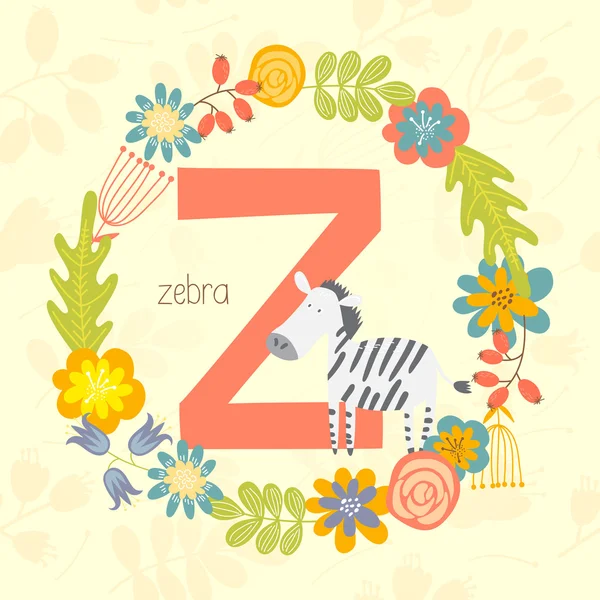 Alfabeto bonito do zoológico, Zebra — Vetor de Stock