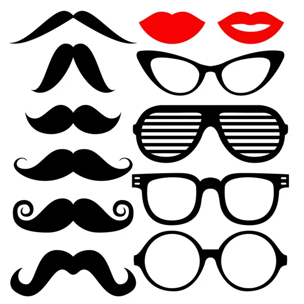 Moustache hipster avec lunettes — Image vectorielle