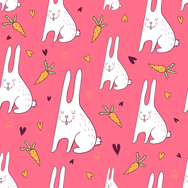 Lapins drôles dans les carottes — Image vectorielle