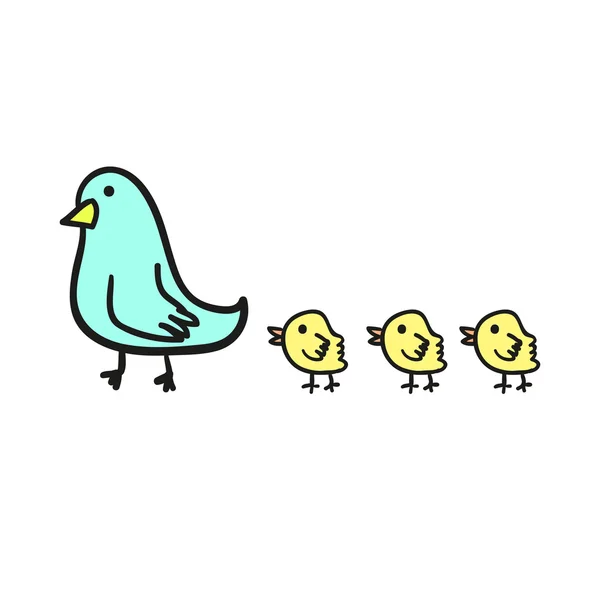 Karikatür ördek ve bebekler — Stok Vektör