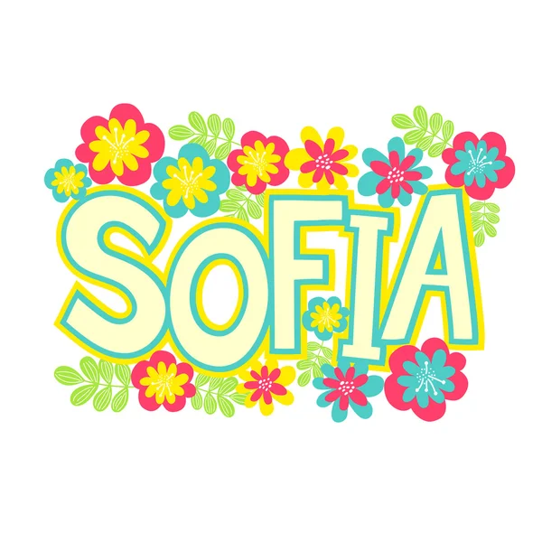 Carta con bel nome Sofia in fiori — Vettoriale Stock