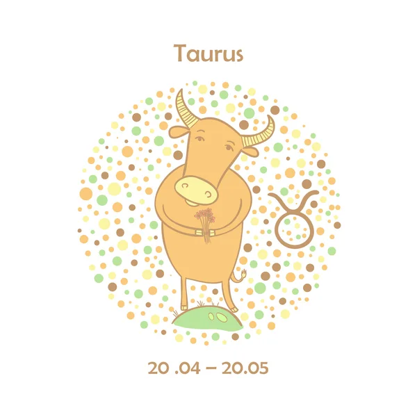 Signo del zodiaco lindo - Tauro . — Vector de stock