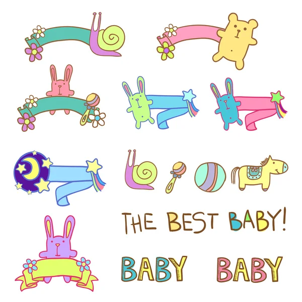 Baby elements and banners — Stock Vector