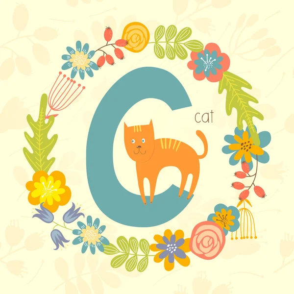 Alphabet Zoo mignon, Chat — Image vectorielle