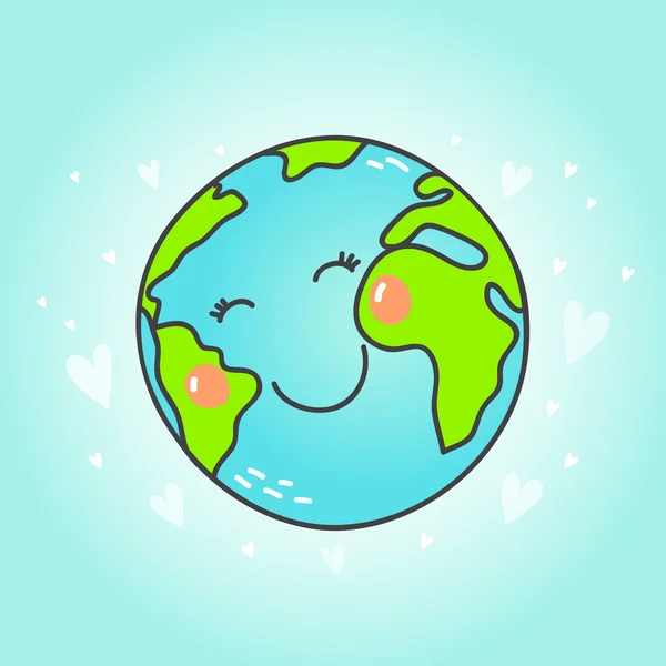 Postcard with  cartoon Earth globe. — Stock Vector