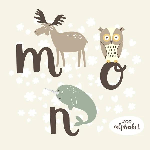 超可爱的动物园字母表 — 图库矢量图片
