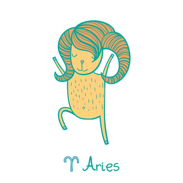 Signo del zodiaco lindo - Aries . — Vector de stock