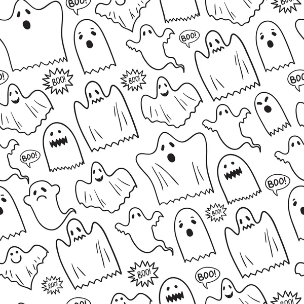 Patrón de Halloween con varios fantasmas — Vector de stock