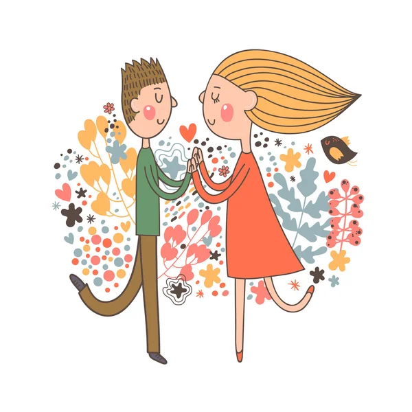 Cartão de Dia dos Namorados com casal — Vetor de Stock