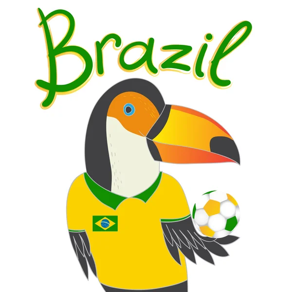 Brazil sepak bola dengan toucan - Stok Vektor