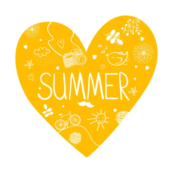 Corazón con elementos de verano  - — Archivo Imágenes Vectoriales
