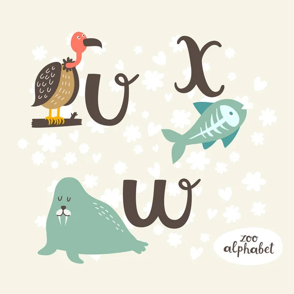 超可爱的动物园字母 v, — 图库矢量图片