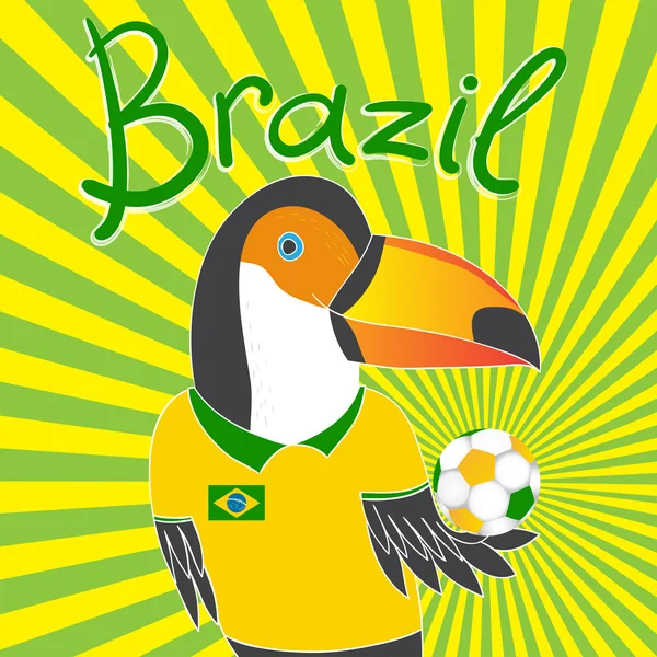 Brasilien fotboll med toucan — Stock vektor